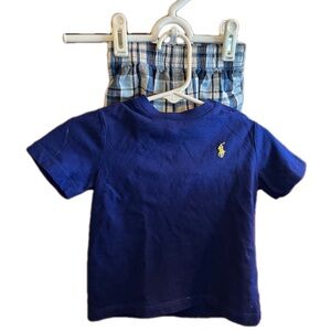Ralph Lauren Blue Kids T-Shirt and plaid shorts